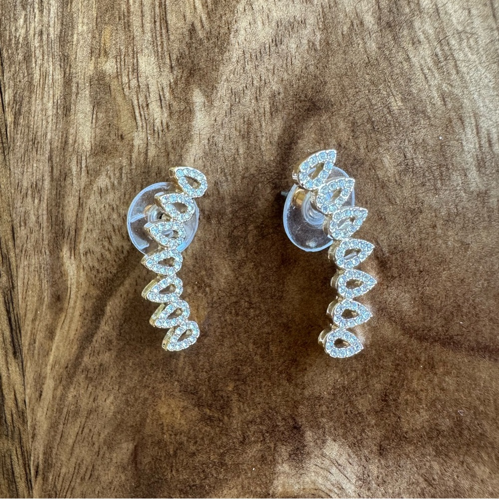 Arched Marquise Design Ear Climber Earrings